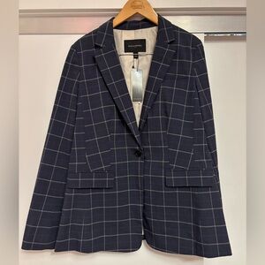 NWT Banana Republic Navy Plaid Blazer Size 10